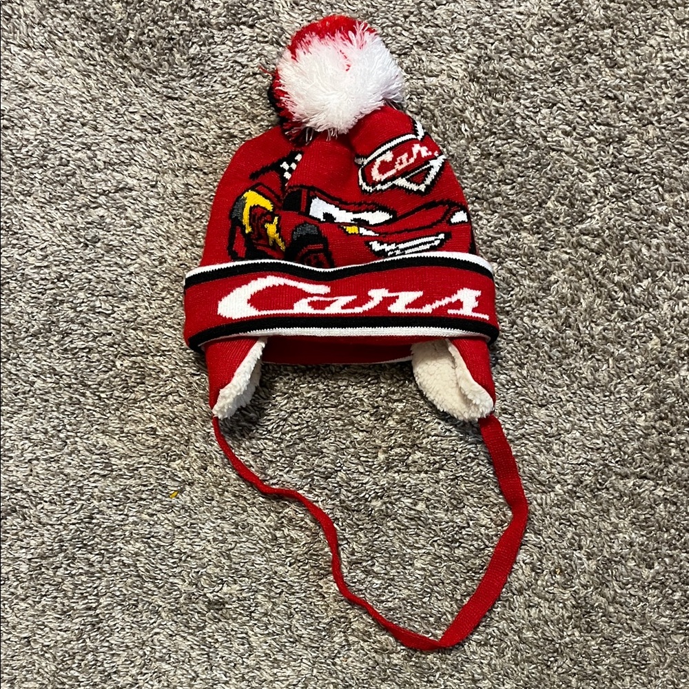 Disney Cars‎ Red & Black Infant Winter Hat with Pompom